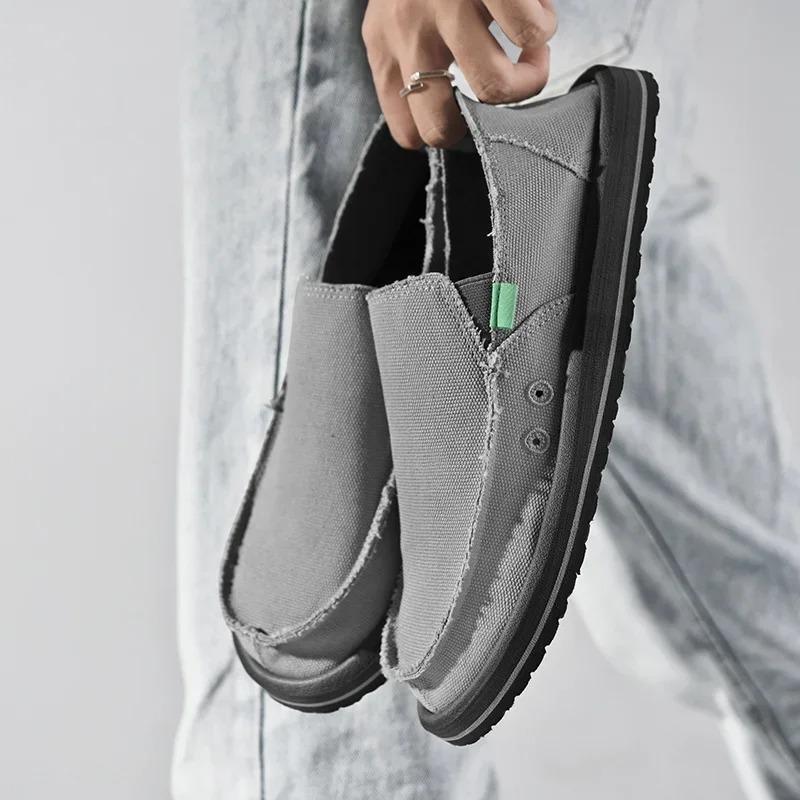 Fashi Men's Sneakers Canvas Breathable Men's Walking Driving Shoes Comfortable Outdoor Men Flats Casual Shoes