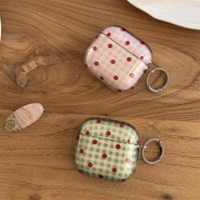 Korean Cute Polka Dot Plaid Pattern Earphone Case For Apple Airpods 4 3 2 Pro 3 Cover Soft Silicone Headphone Cases For Airpods