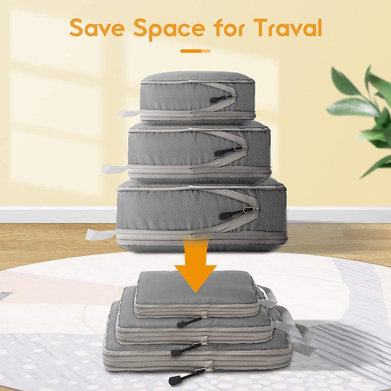 Compressible Travel Portable Storage Bag Suitcase Clothes Toiletries Organized Arrange Packing Cubes Nylon Waterproof Material