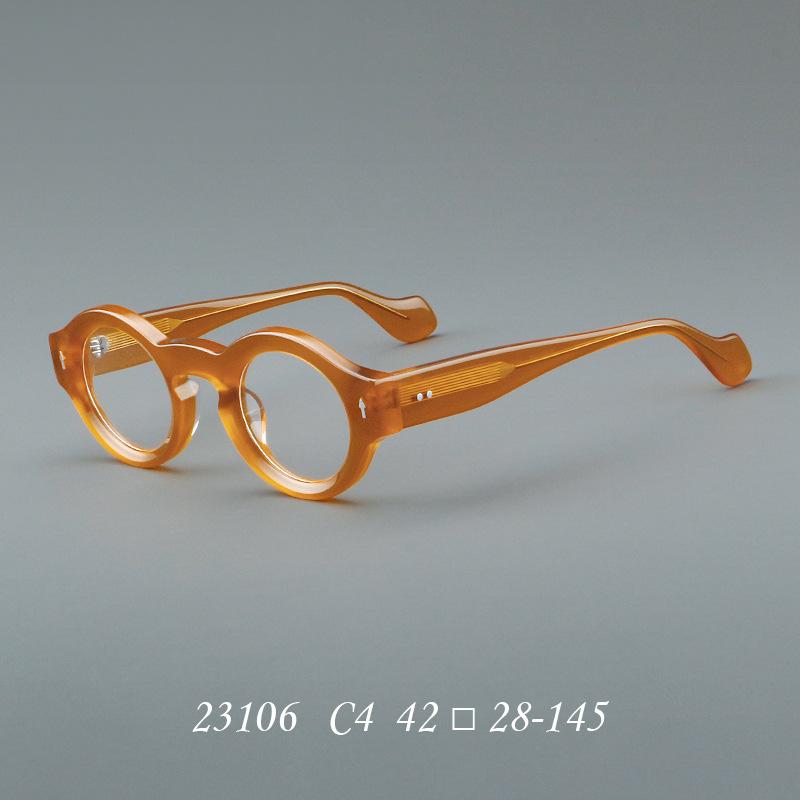 23106 Round Thicken Acetate Spectacle Frame Fashion Rivet Optical Glasses Men Lady Vintage Prescription Eyeglass Acetate
