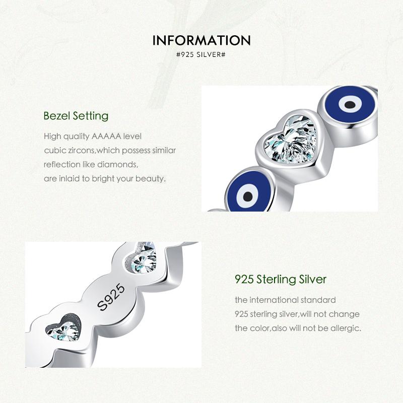 MODIAN 925 Sterling Silver Smalto Occhi Azzurri Anello per le donne Cuore romantico Anello impilabile Moda Fine Jewerly Regali di compleanno
