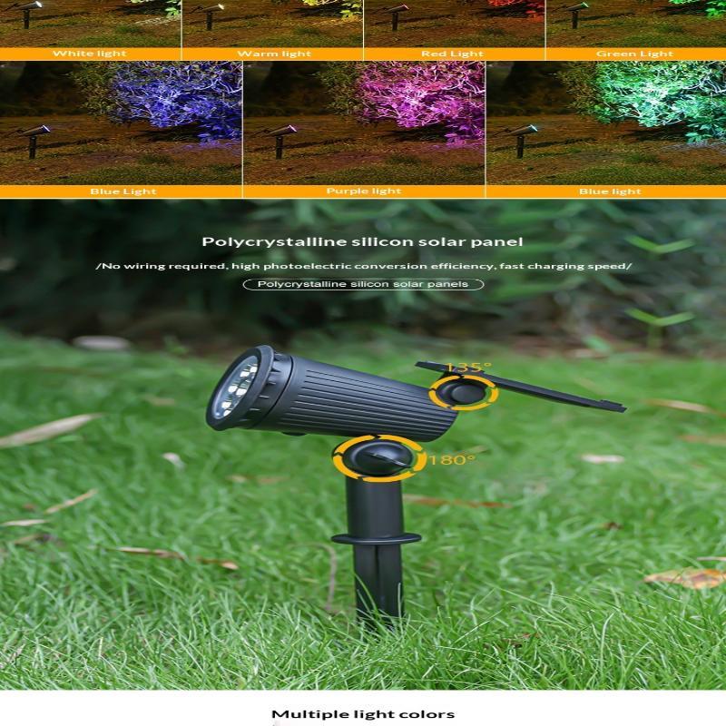 Solar Garden Spotlights Waterproof Adjustable Head Yard Lawn Landscape Lighting