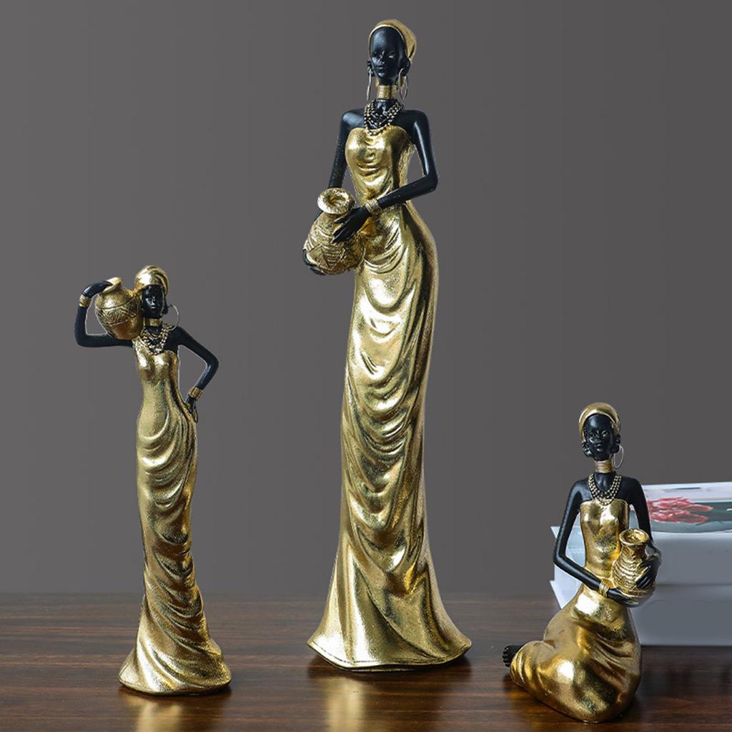 African Woman Sculpture Resin Black Woman Figurines for Unique Home Decoration