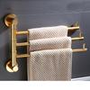 35cm European Golden Aluminum Alloy Rotating Towel Rack Bathroom Rail Hanger Brass Towel Holder Swivel Bars L Wall Mounted