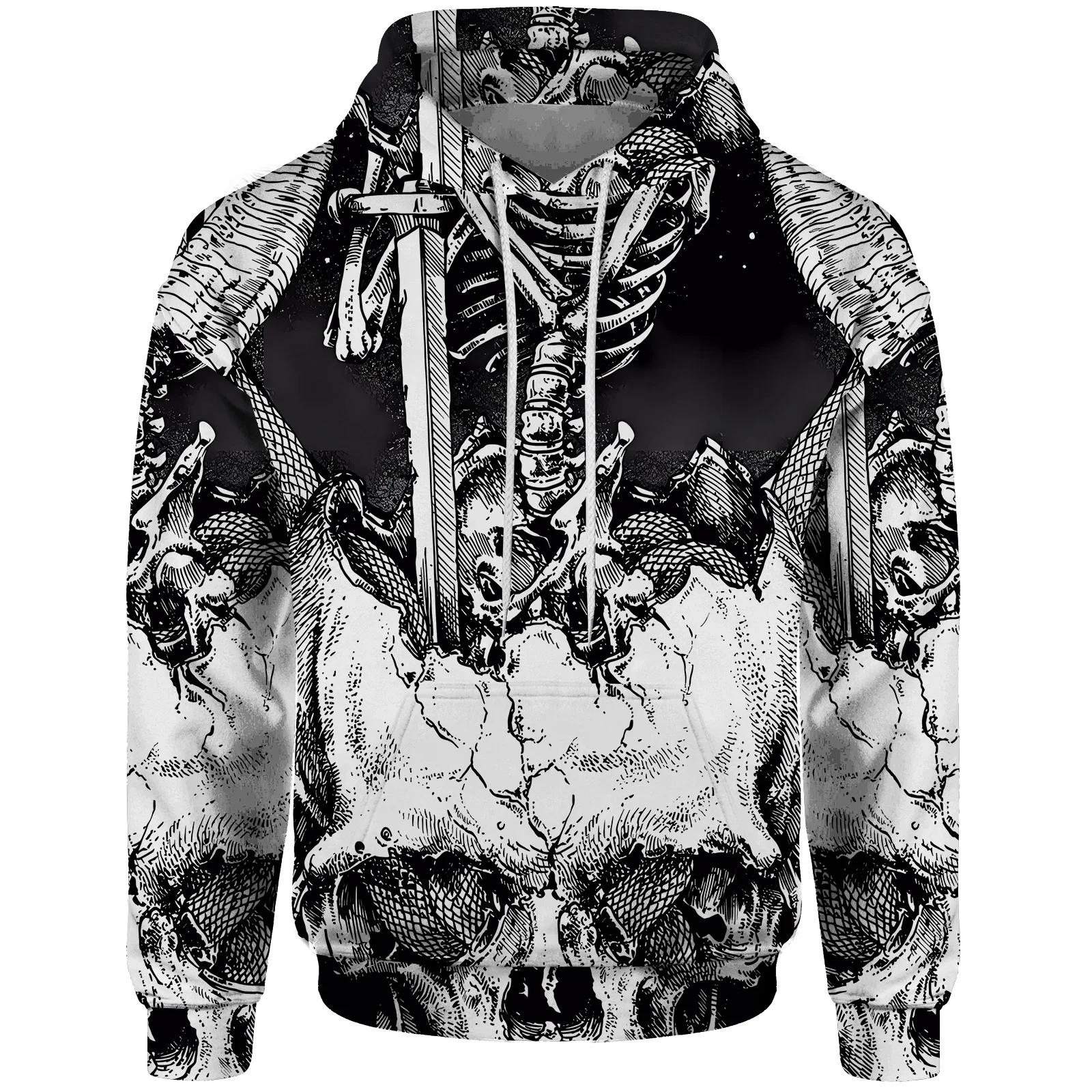 

Чоловіча толстовка зі скелетом у стилі жахів, 3D-принт, осінь, весна, мода, повсякденний хіп-хоп, панк, вуличний одяг, суперспортивні топи 6XL