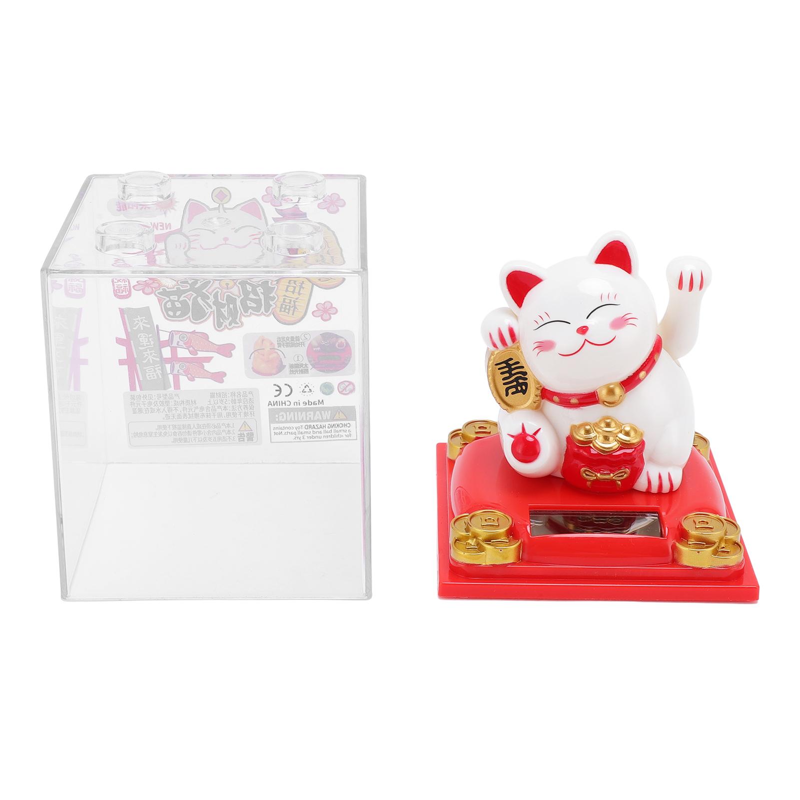 

Solar Cat Statue Light Sensing Waving Arm Fortune Cat Ornament for Desk Decoration Or Home Blessing