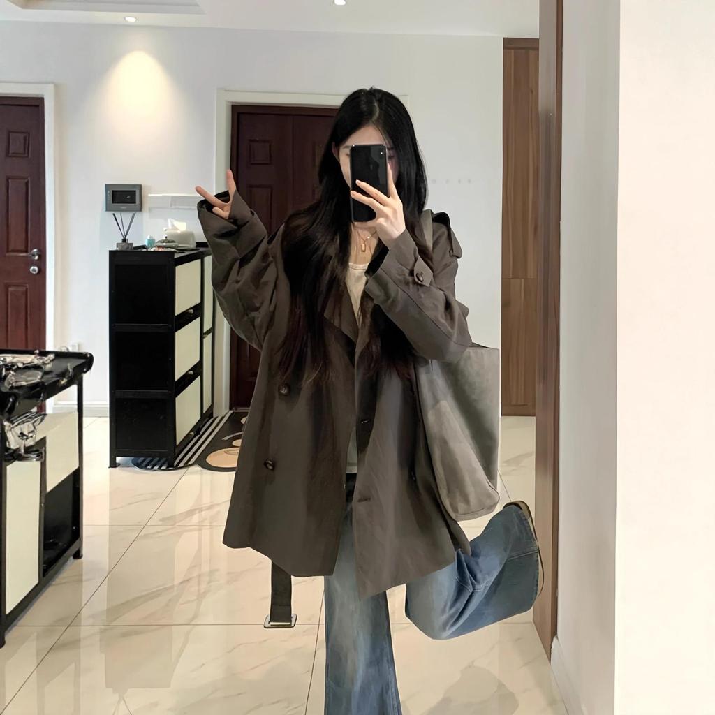 2025 Women's Spring Korean-Style Thin Casual Trench Coat