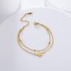 Stainless Steel Four Leaf Clover Bracelet Classic Fashion Style Bracelet for Women Double Chain Jewelry Wedding Party Gifts