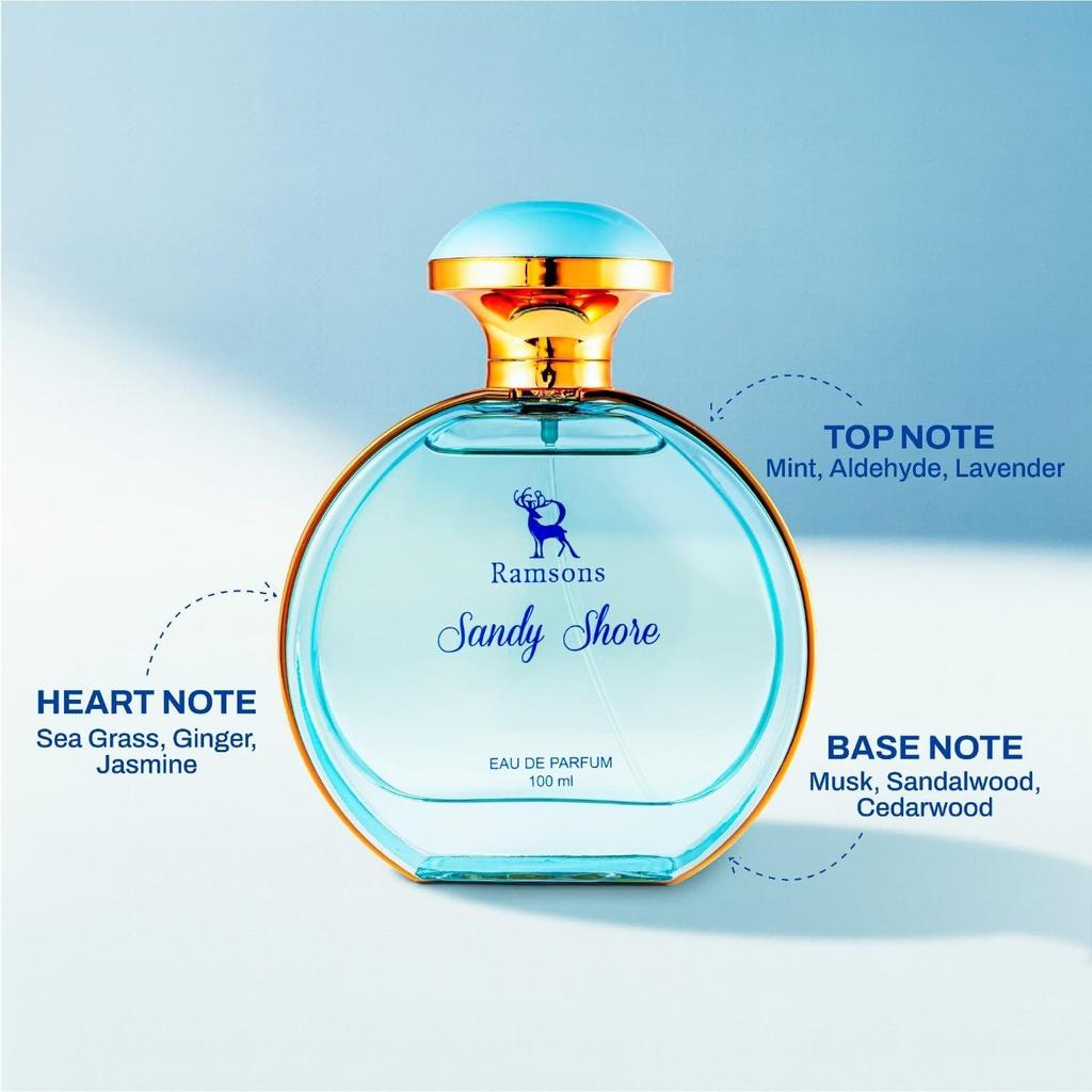Ramsons - SANDY SHORE Eau De Parfum | TN - Mint, Lavender, Bergamot, Mandarin Orange  | MN - Sea Grass, Ginger, Jasmine Rose | BN - Musk, Sandalwood
