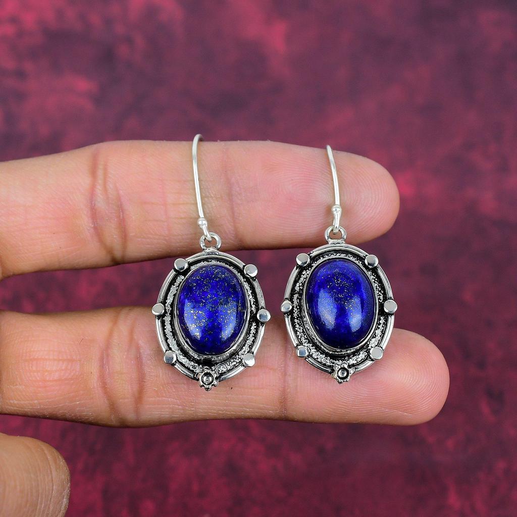 Lapis Lazuli Earrings Handmade Jewelry, 925 Solid Sterling Silver Earrings Designer Gemstone Jewelry Earrings, Gift For Mom