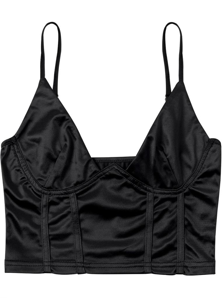 Satin Tank Top Solid Halter Crop Tops Women Summer Adjustable Shoulder Strap Camis Backless Camisole Casual Tube Female Sleeveless Cropped Vest