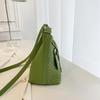 Damen Grün Gewebte PU-Leder Umhängetasche, Lässige Schulterhandtasche mit Verstellbarem Riemen, Modische Tägliche Tasche für Damen, Leichte Messenger Bag