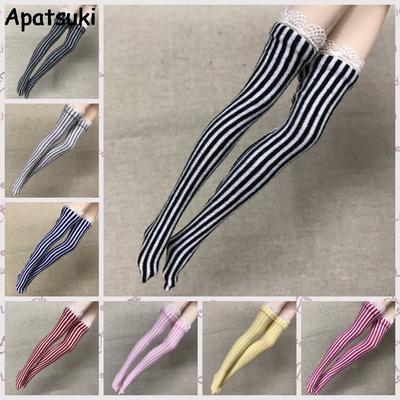 5pairs/lot Zebra Striped Doll Stockings for Blythe Dolls Elastic Thigh High Stocking Long Sock For Barbie 1:6 Doll Accessories