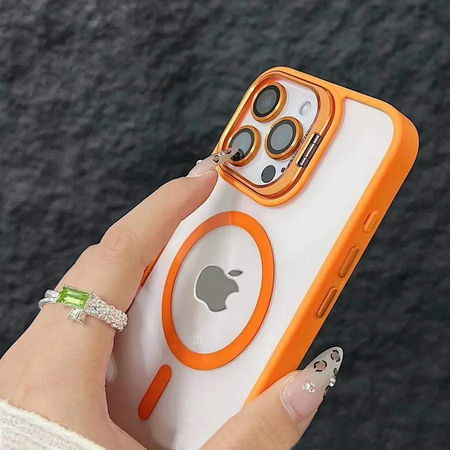 Magnetic Ring Stand Case For Magsafe For For Iphone 17 16 15 14 Plus 13 12 Pro Max Wireless Charge Case With Lens Protector