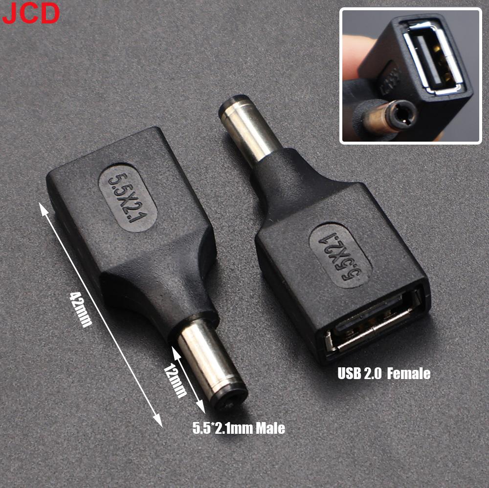 JCD 5pcs 5.5*2.1mm Female Jack Socket to USB 2.0 Type A Male Plug DC Connector 5V Power Plugs Adapter for Laptop