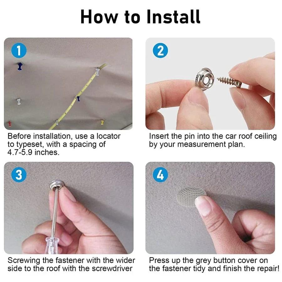 10/30ks vnitřku auta Spony pro upevnění střechy Sada šroubů Potah stropu Látka Tkanina Nýty Pojistka Spona Spona Auto příslušenství