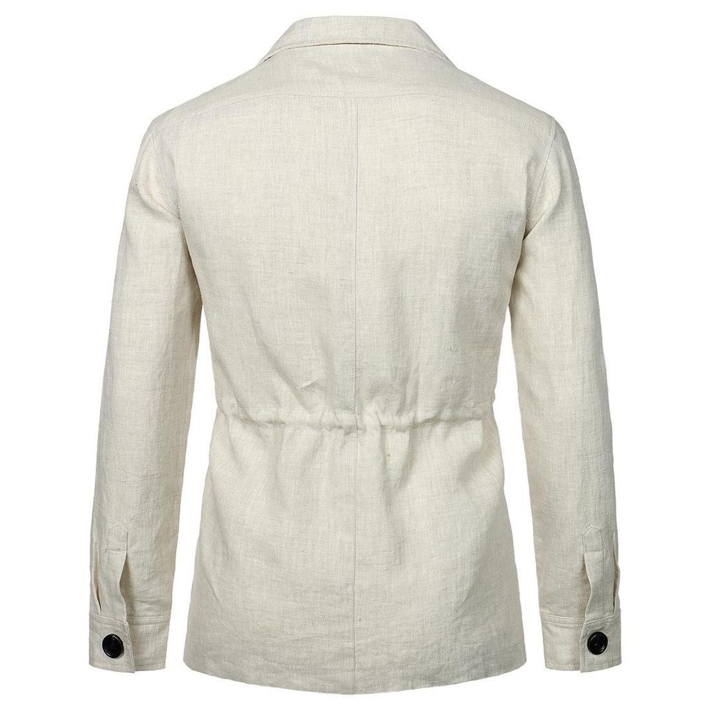 European and American Retro Slim Hunting Safari Linen Jacket for Men