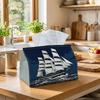 1pc Coastal Vehicle Tissue Box Multifunctional, Sailing Ship Suitable for Home, Parties, And Car Decoration. This Decorative Tissue Paper Organizer Is