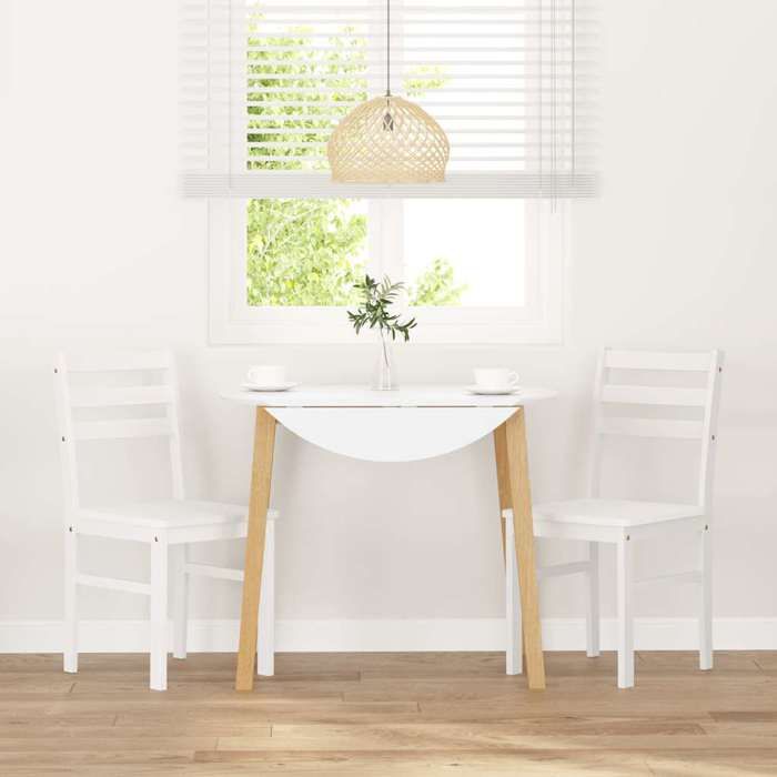 VidaXL Chaises à manger 2 pcs blanc bois massif caoutchouc, chaise à dîner, chaise, chaise de salon, chaises à dîner, chaise 4102423