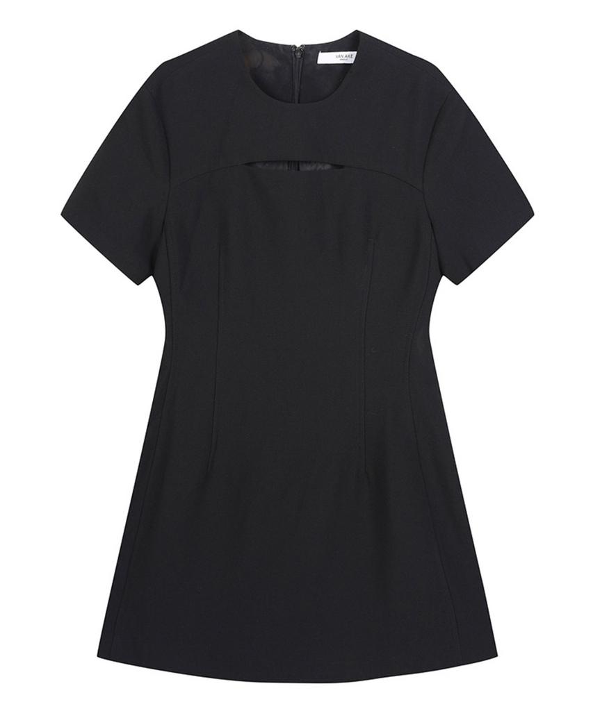 VANAKE Slit Neck Short Sleeve Dress_Vb36Opmd01Z