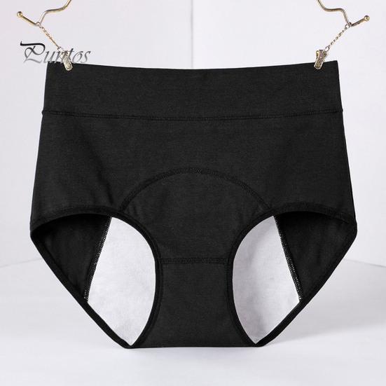 Women Panties Solid Color Plus Size Butt-lifted High Waist Seamless Elastic Period Prevent Leakage Briefs Menstrual Underpants Female Underwear