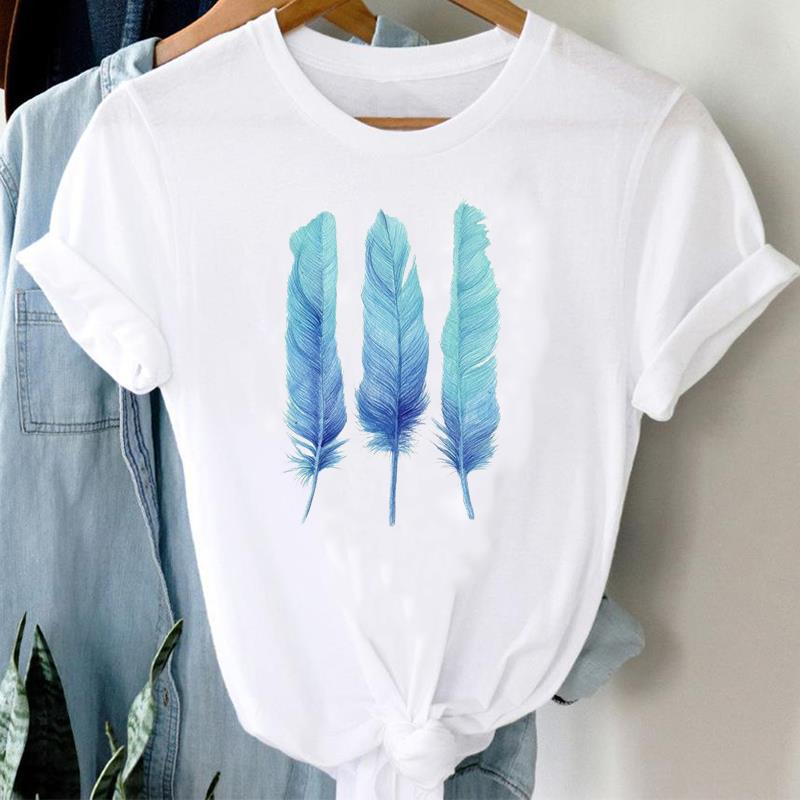 (European Size) Cute Women Print Tee Top Butterfly Camera Trend Style Cute Clothing Casual Short Sleeve Fashion Tshirt Lady Female Graphic T-shirt