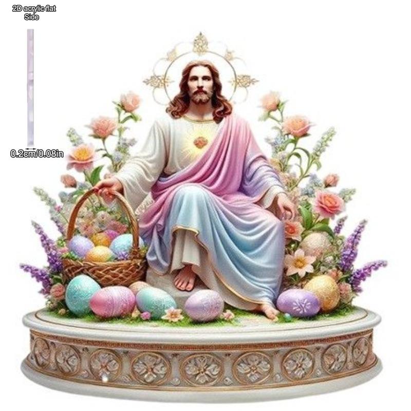 

2D Flat, Acrylic Jesus Colorful Standee Desktop Decoration, with Base, Suitable for wall decoration, porch, room, villa, accents Home, Hallway, or Wor 20*19CM