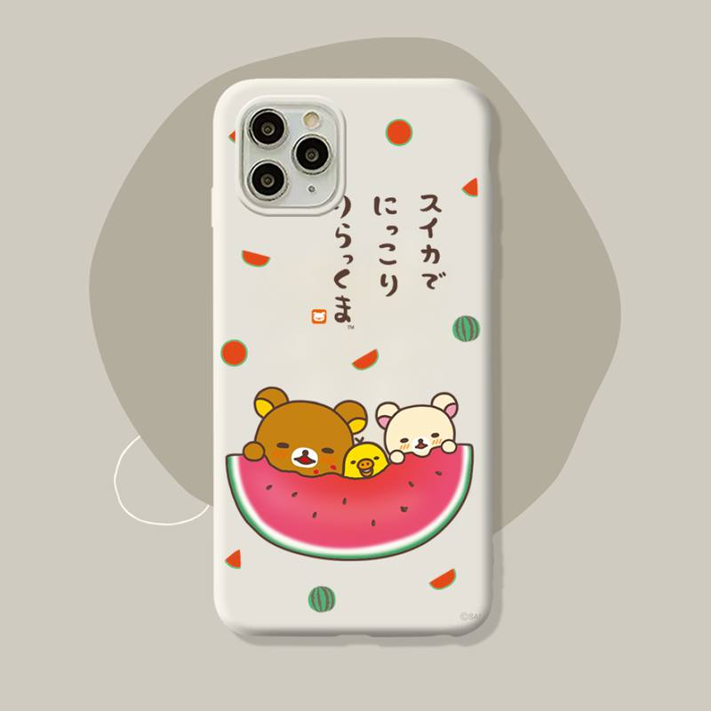 Rilakkuma Kawaii Phone Case for iPhone 11 12 13 Mini Pro Xs Max 8 7 6 6S Plus X XR Solid Candy Color Case
