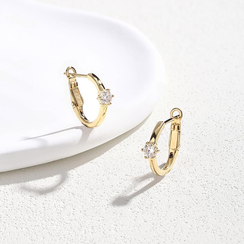 925 Sterling Silver Moissanite U-Shaped Korean Earrings for Women - High-End Geometric Light Luxury