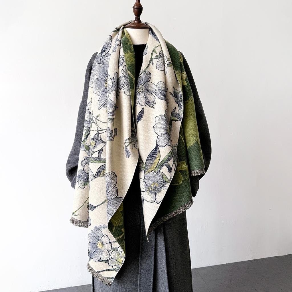 Dicke Kaschmirdecke Damen Schal Warmer Pashmina Schal Winter Wickeltücher Bufanda Print Design Poncho Echarpe Eleganz Schals