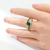 Vintage Elegant Oval Green Synthetic Zirconia Wedding Band For Women Fashion Metal Gold Plated Ring Banquet Jewelry