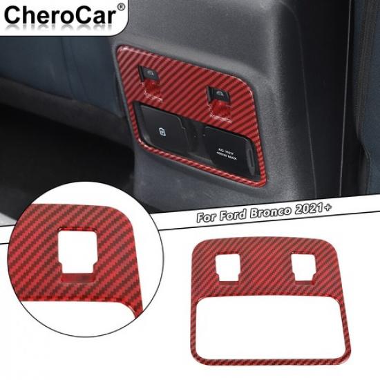 Red Carbon Fiber Rear Window Switch Button Cover Decor for Ford Bronco 21+