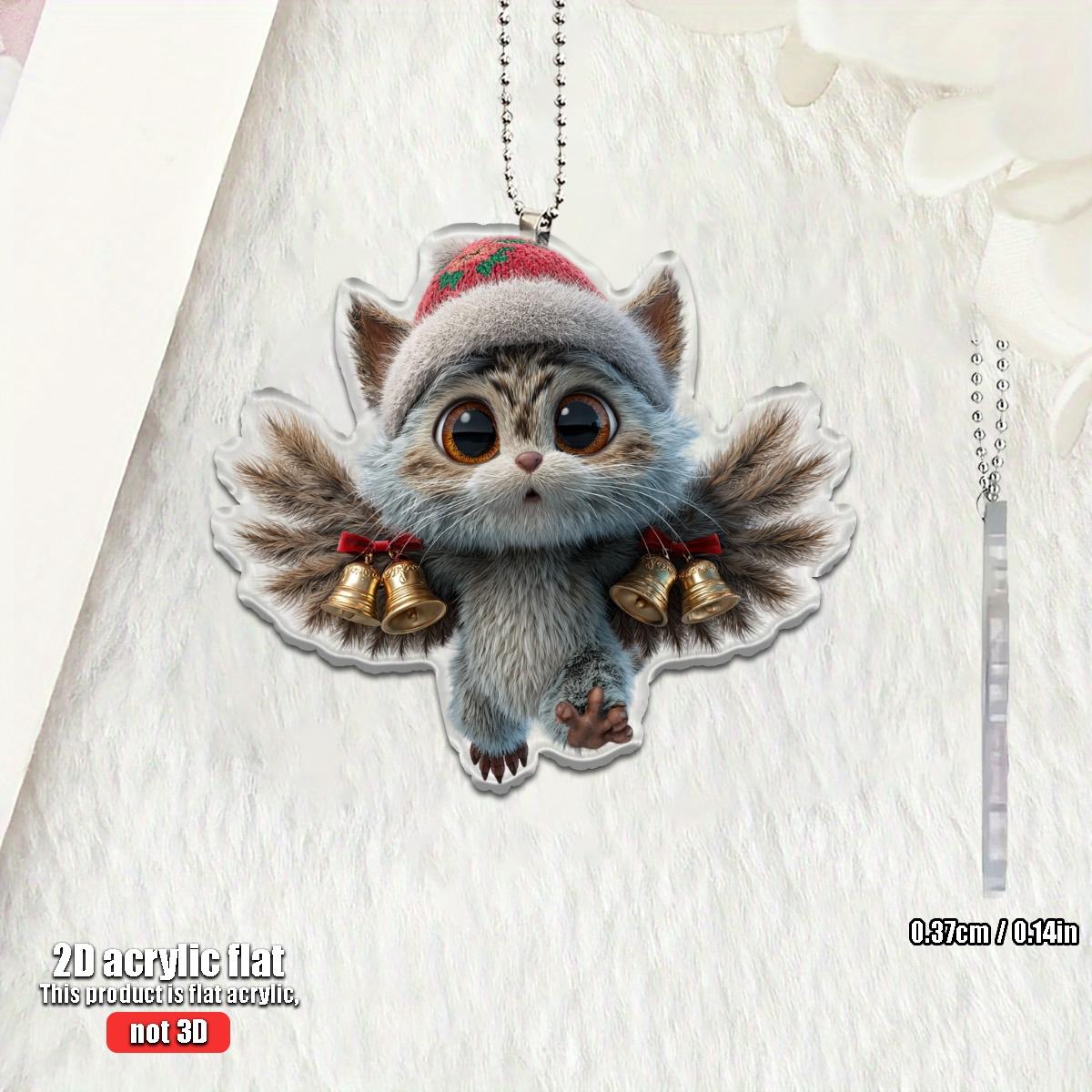 

1/4 2D Plane Cute Bell Christmas Owl Pendant Suitable for Car Home Festival Decoration Christmas Tree Pendant Christmas Gift