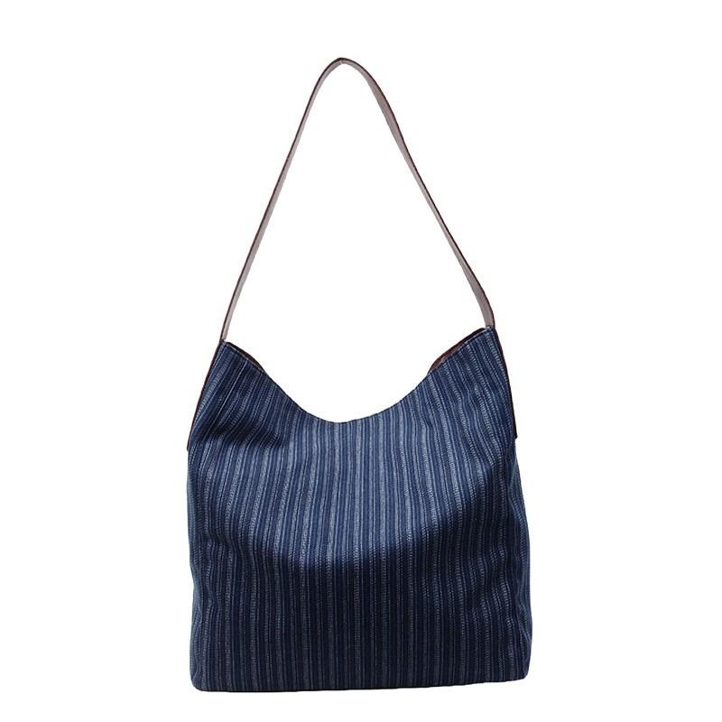 Women's new summer simple stripes, fresh and simple literary class commuting shoulder handbag