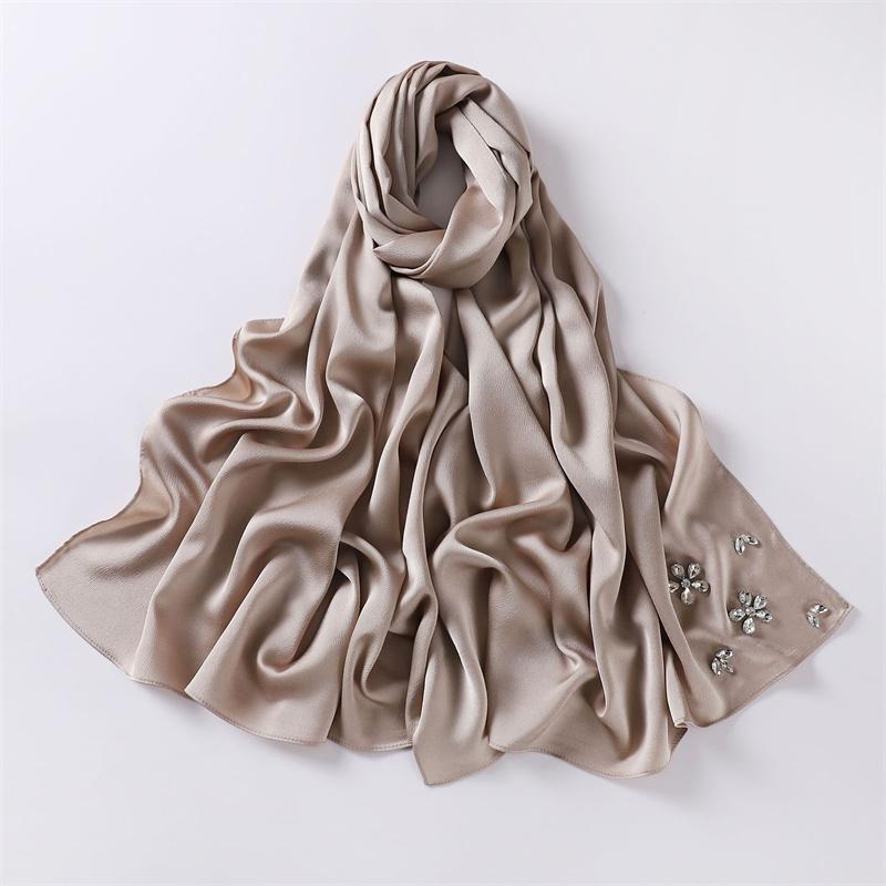 Luxury Stitch Diamond Floral Bubble Chiffon Instant Hijab Shawls Lady High Quality Wrap Beach Bufandas Ramadan Muslim Sjaal