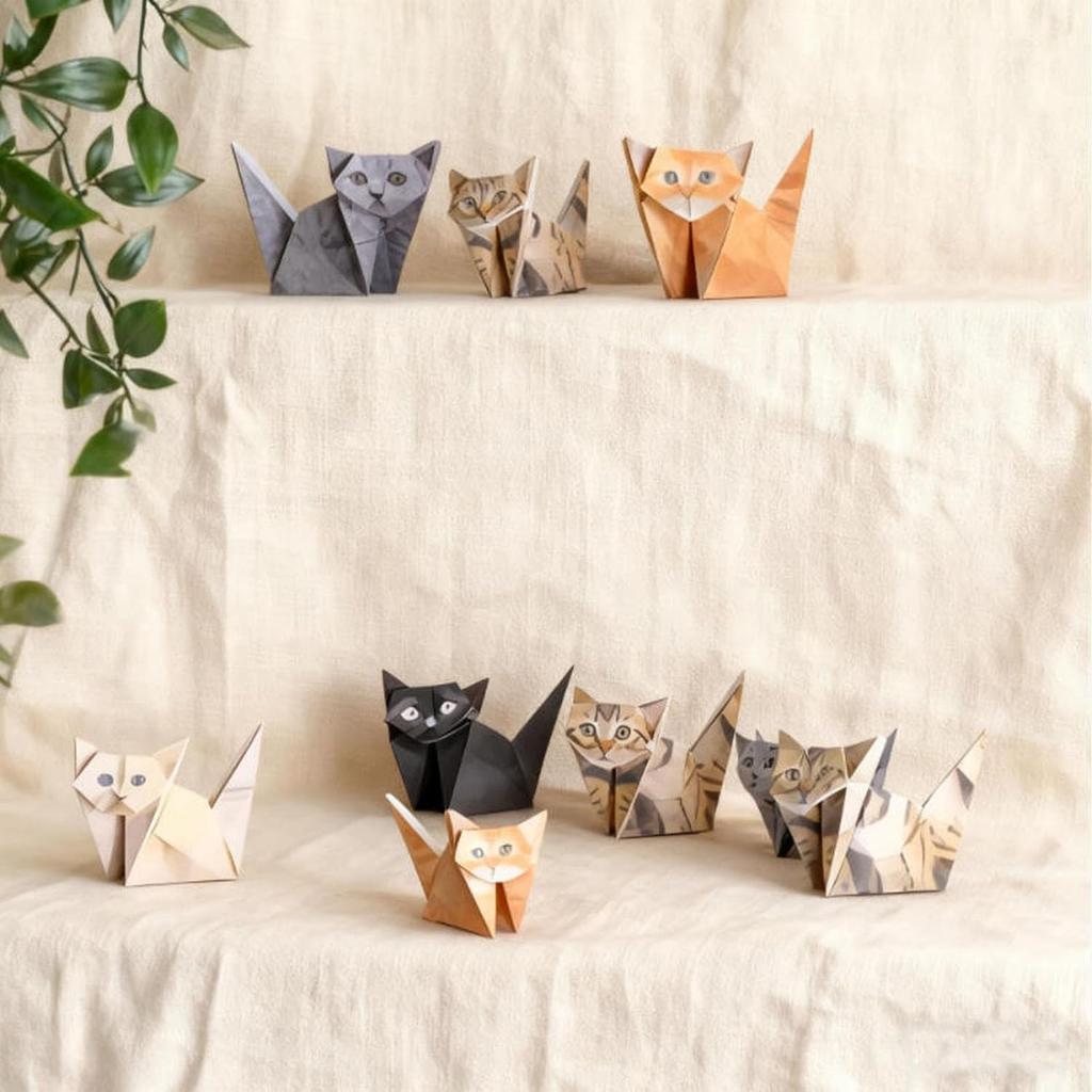 50 Sheets Creative Origami Paper  Animal Folding Set Cats&Dogs Fun Handmade Art Craft Folding Paper 3D Desk Decor Toy Gift