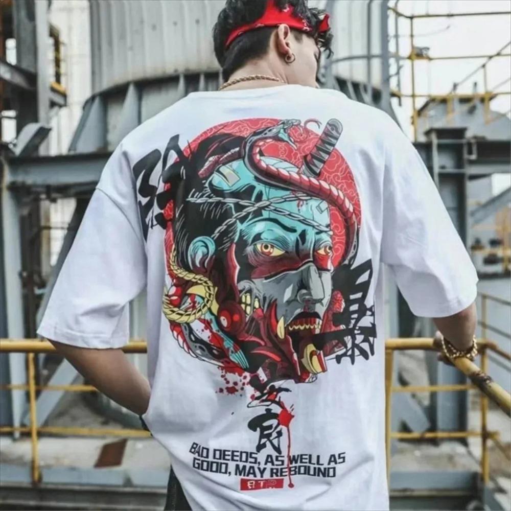 2024 Loose Popular Summer Hot Quick Dry  Street Vintage Washed Simple 3D Print Pure Cotton Round Neck Men's Half Sleeve T-shirt