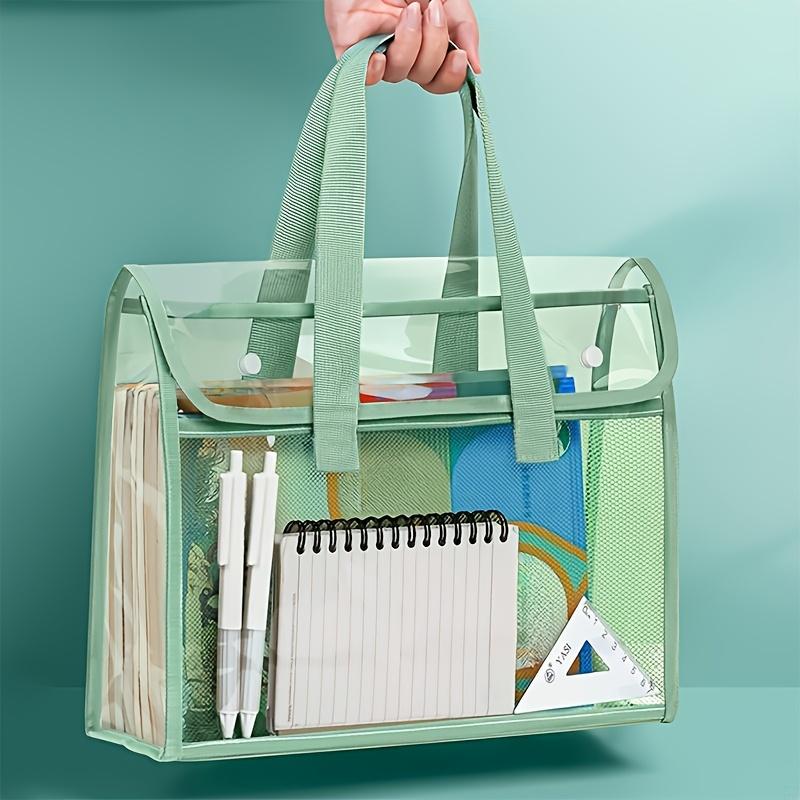 Tragbarer transparenter PVC-Ordner mit großer Kapazität - Erweiterbarer Aktenorganizer mit selbstklebenden Dokumententaschen, leicht und langlebig für Büro, Schule