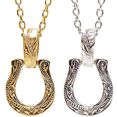 

July Hawaiian Jewelry Necklace, Miniature Horseshoe Pendant, Hypoallergenic, Surgical Stainless Steel with 14K Yellow Gold Coating, 45cm-50cm
