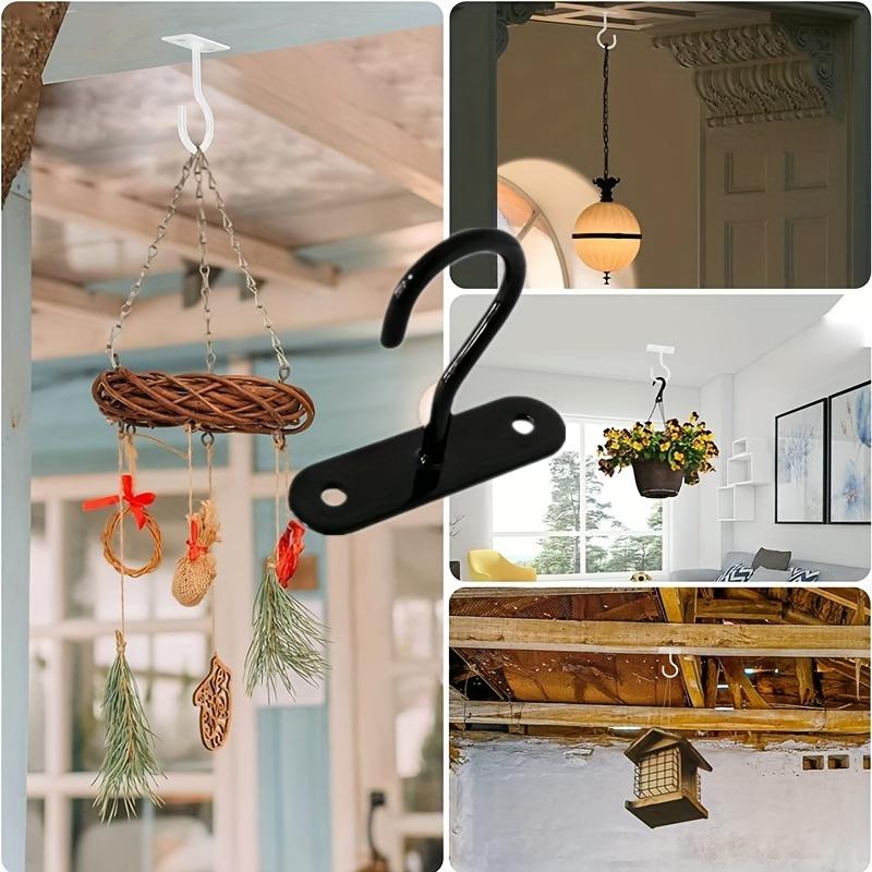 2Pcs Black Ceiling Hooks, Suitable For Plants, Bird Feeders And Decorations - Easy-To-Install Wall-Mounted Hangers, Suitable For Lamps, Lanterns