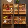 Wooden Bamboo Partition Tray With Cover Nuts Dried Fruit Candy Holder Party Indoor Outdoor Appetizer Food Serving Plate Supply