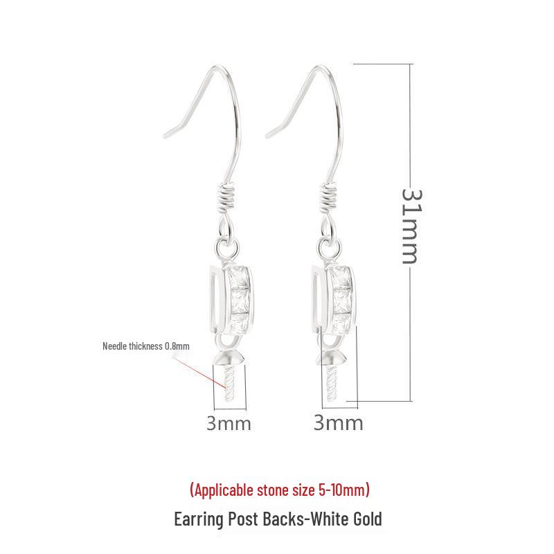 

S925 Sterling Silver DIY Pearl Earrings with Amber Round Beads and 18K Gold Hooks 925 Silver біле золото кольору