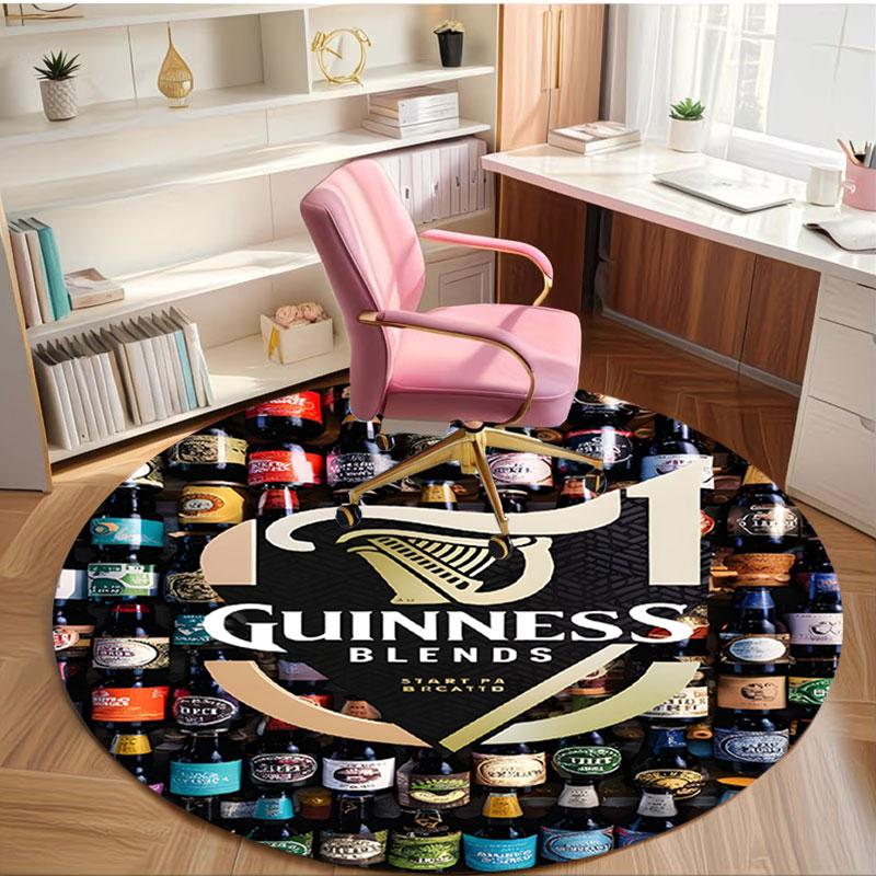 Guinness Draught Print Round Rug, Washable Floor Carpet, For Entryway Dorm Laundry Room Office Study, Home Decor Birthday Christmas Gift
