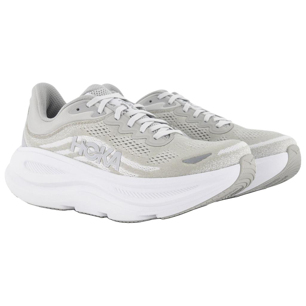 Hoka One One Bondi 9 Comfortable Durable Breathable Running Shoes Men sneaker Gray Silver White 1162011-CRDS
