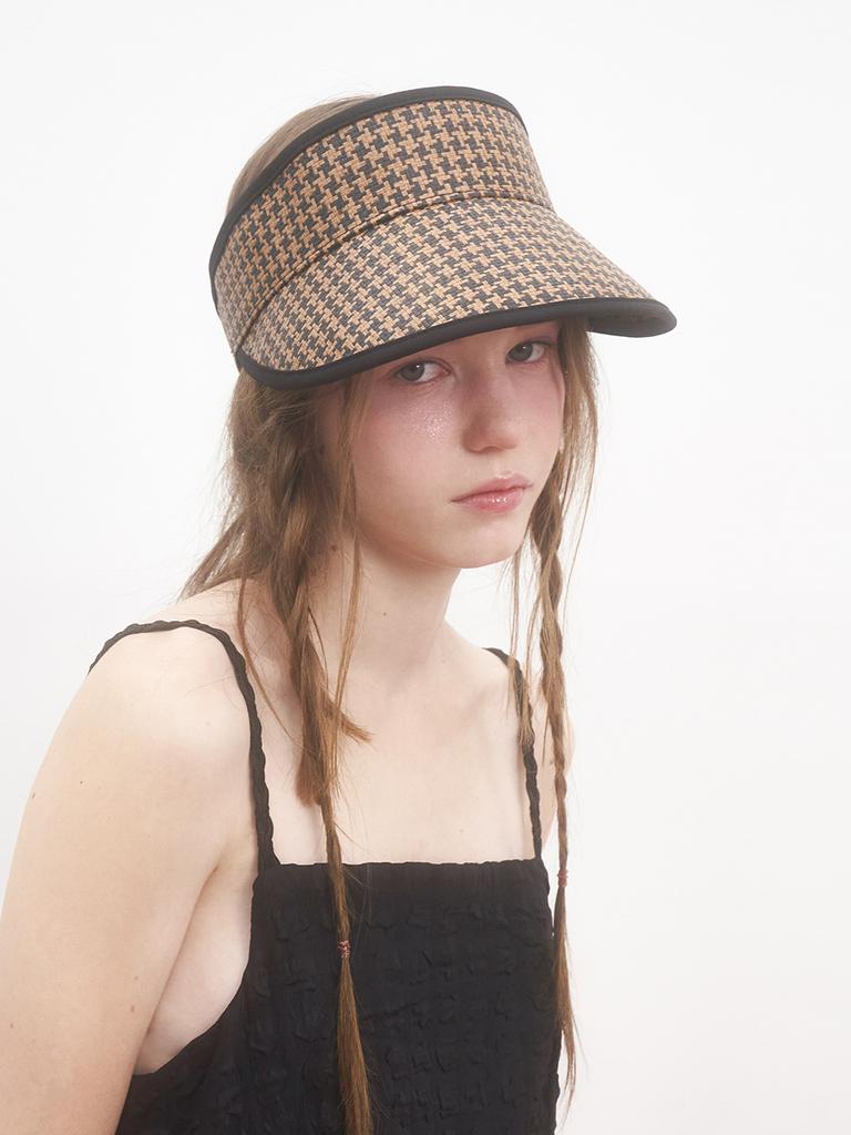 Beulaunhaes Houndstooth Straw Sun Visor