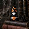 Atmospheric Entrance Decorations Halloween Skeleton Wizard Figurine, 3D Printed Gothic Statue with Mysterious Bookshelf Ornaments Pumpkin& Bat