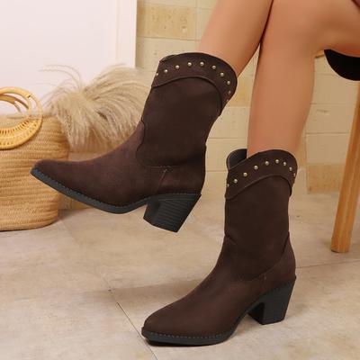 Nieten Spitz zulaufend Britischer Stil Hoher Absatz Mode Stiefel Damen Winter 2025 Neu Große Größen Dicke Absätze Sockenstiefel Martin Stiefel