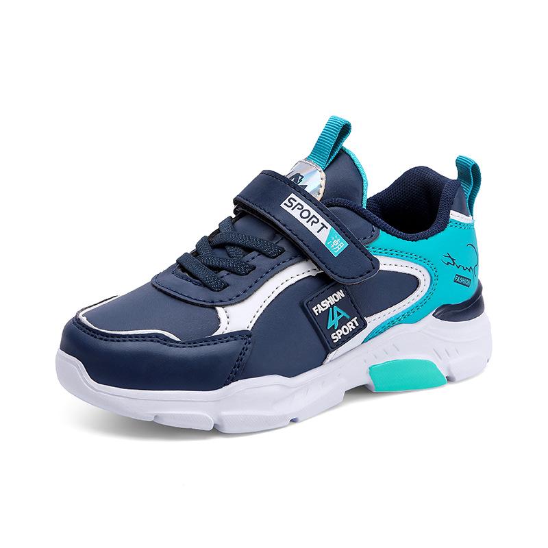 Boys' Waterproof Leather Athletic School Shoes, Soft-Soled Running Sneakers for Spring and Autumn