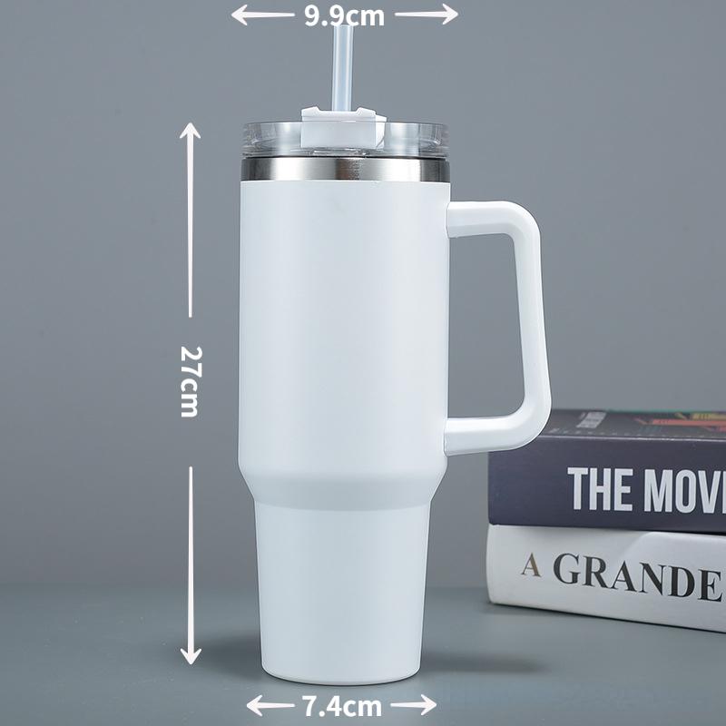 Thermos Mug 40 Oz Tumbler with Handle Straw Cup Drinkware Stainless Steel Mug Coffee Cup Thermal Travel in-car Thermos Bottle