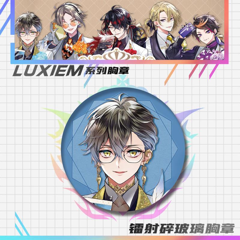 

Game Vtuber Luxiem Vox Ike Mysta Shu Luca Anime Peripheral Cosplay 58mm Laser Metal Badge Brooch Pins Pendant Toy Bedge Gift